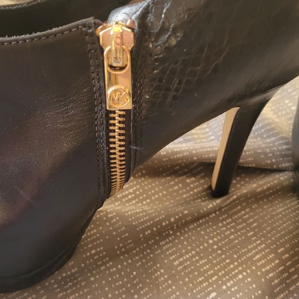 Michael Kors Black Leather & Python York Ankle Bo… - image 5